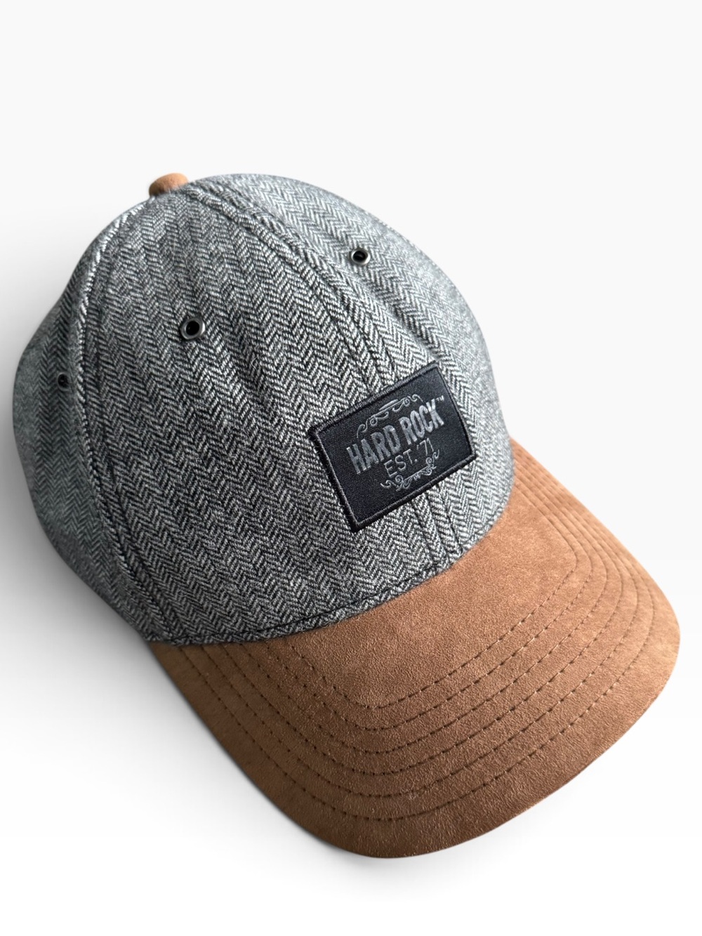 Hard Rock Cafe Gray & Brown Herringbone Cap with Patch